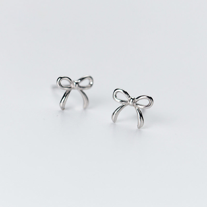 Women's Fashion Personality Bow Silver Earrings-Jewearrings