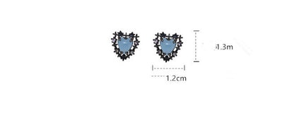 Silver Needle Temperament Black Micro-inlaid Zircon Heart Earrings-Jewearrings