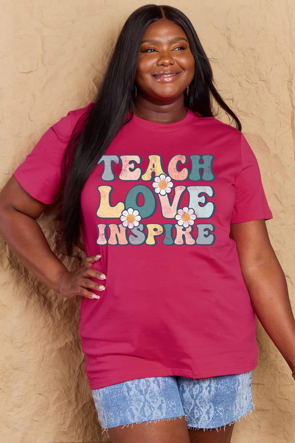 Simply Love Full Size TEACH LOVE INSPIRE Graphic Cotton T-Shirt-Jewearrings