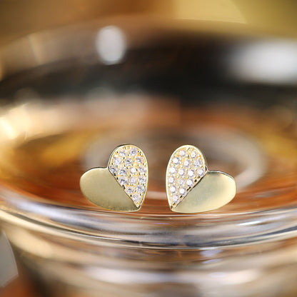 S925 Silver Stitching Love Heart Stud Earrings Special-interest Design-Jewearrings