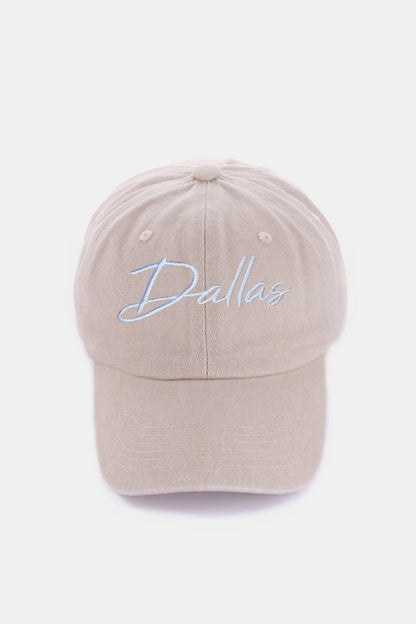 Zenana Washed DALLAS Embroidered Baseball Cap-Jewearrings