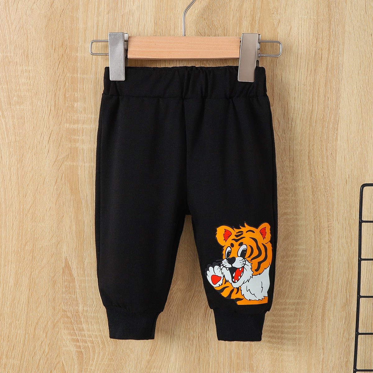 Tiger Long Sleeve Hoodie and Elastic Waist Pants Set-Jewearrings