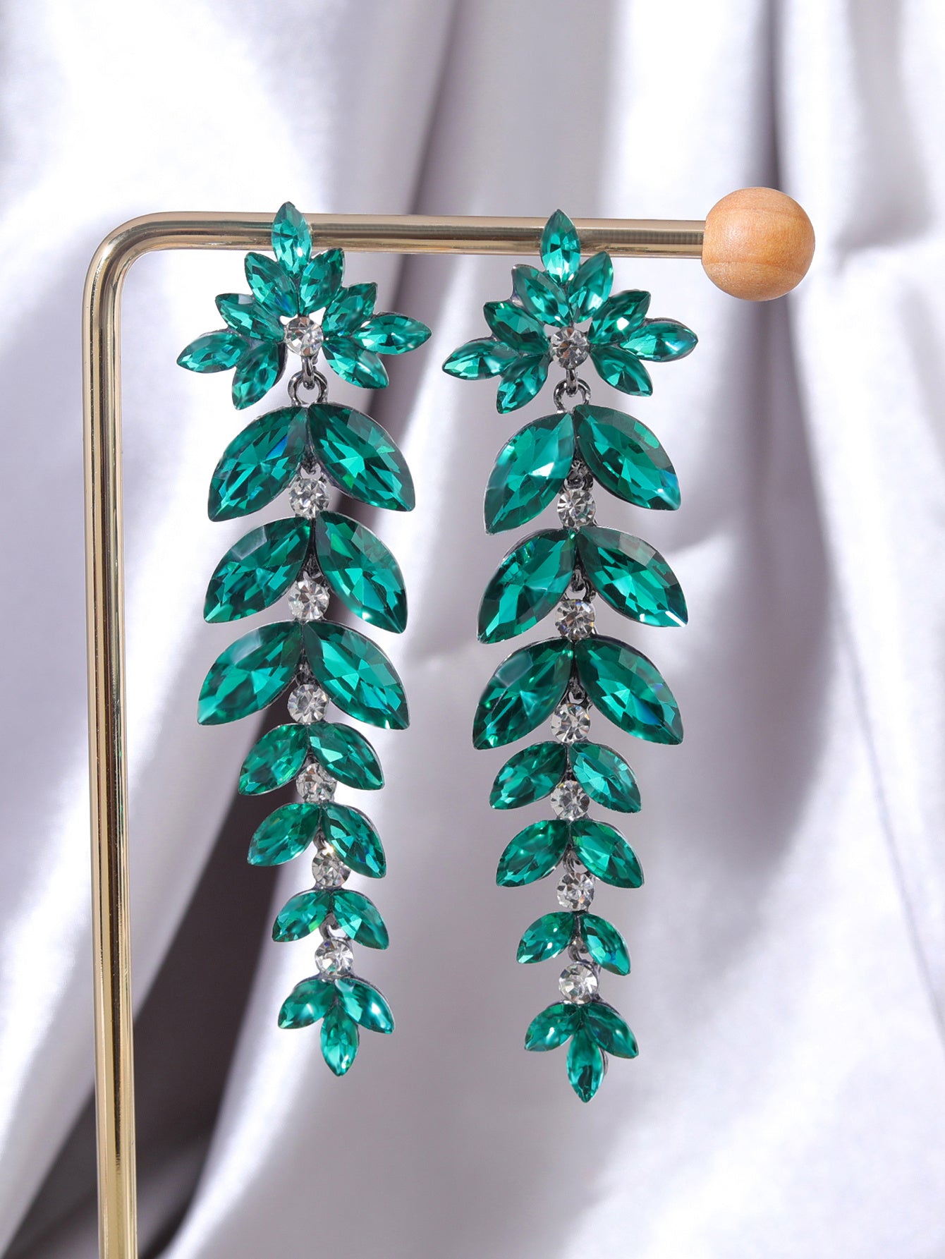 New European And American Exaggerated Earrings Emerald Long Earrings-Jewearrings