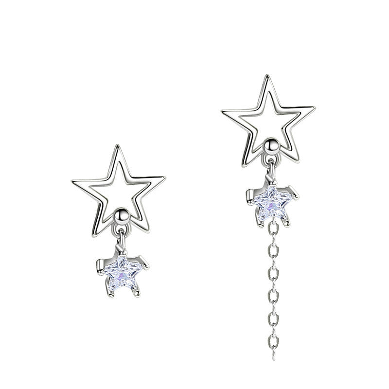 Women's Fashion Simple Sterling Silver Star Earrings-Jewearrings