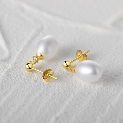 Retro Pearl Stud Earrings Small Design Sense-Jewearrings