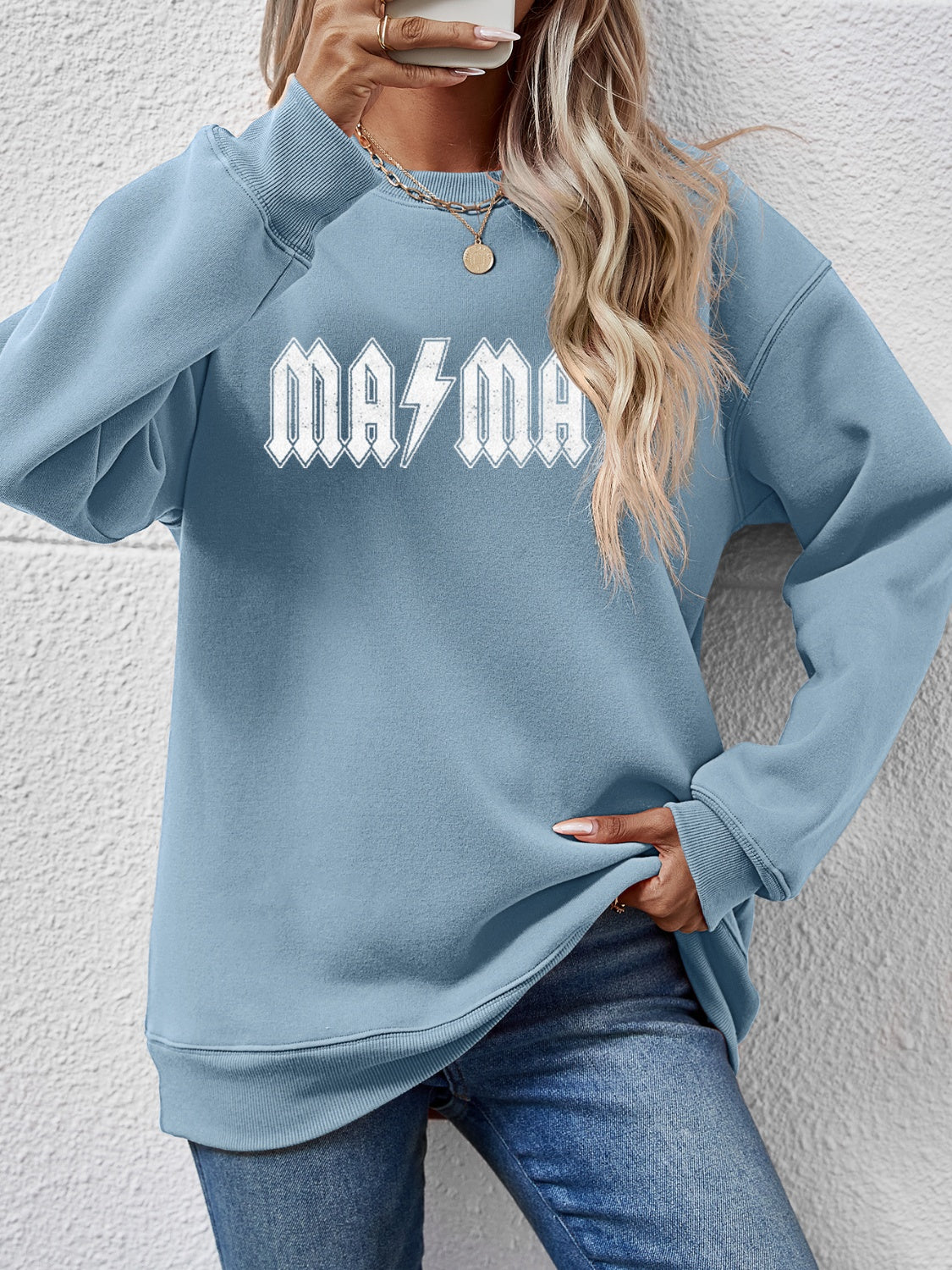 Letter Graphic Dropped Shoulder Sweatshirt-Jewearrings