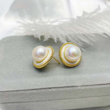 S925 Silver Inlaid Tian Natural Freshwater Pearl Earrings-Jewearrings