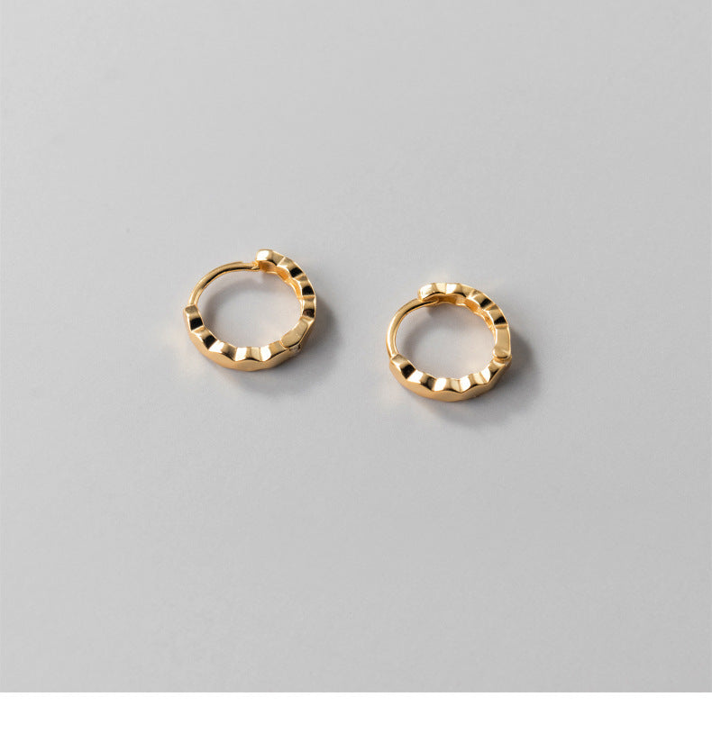 Sterling Silver Glossy Geometric Section Refined Simple Earrings-Jewearrings