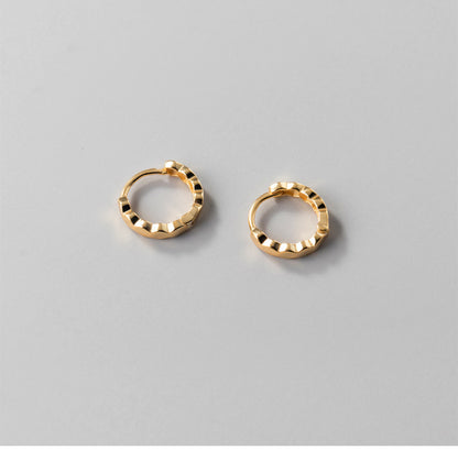 Sterling Silver Glossy Geometric Section Refined Simple Earrings-Jewearrings