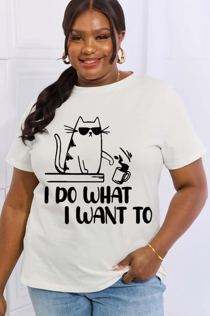 Simply Love Full Size I DO WHAT I WANT TO Graphic Cotton Tee-Jewearrings