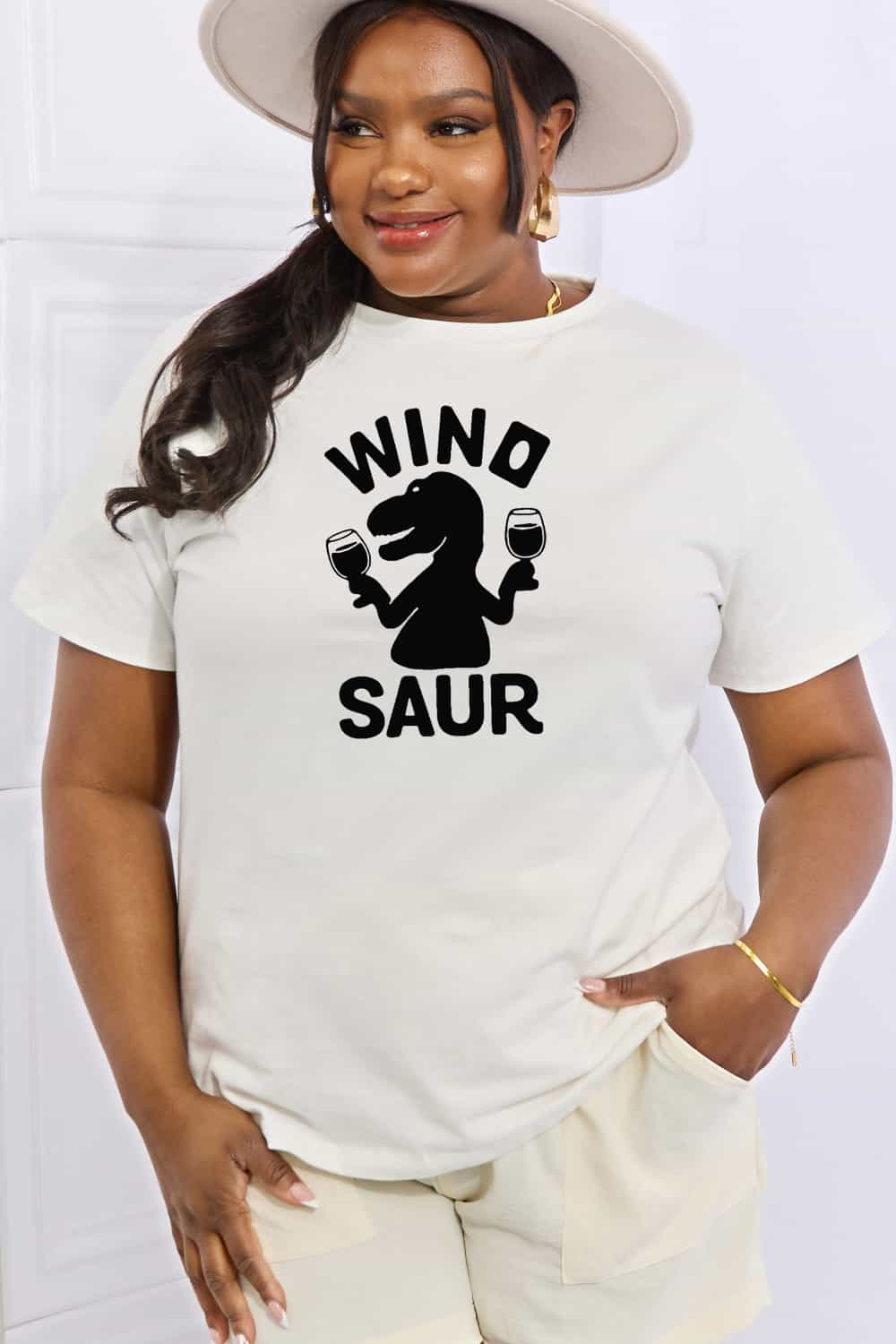 Simply Love Full Size WINOSAUR Graphic Cotton T-Shirt-Jewearrings