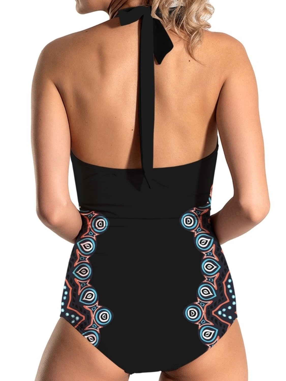 Cutout Printed Halter Neck One-Piece Swimwear-Jewearrings