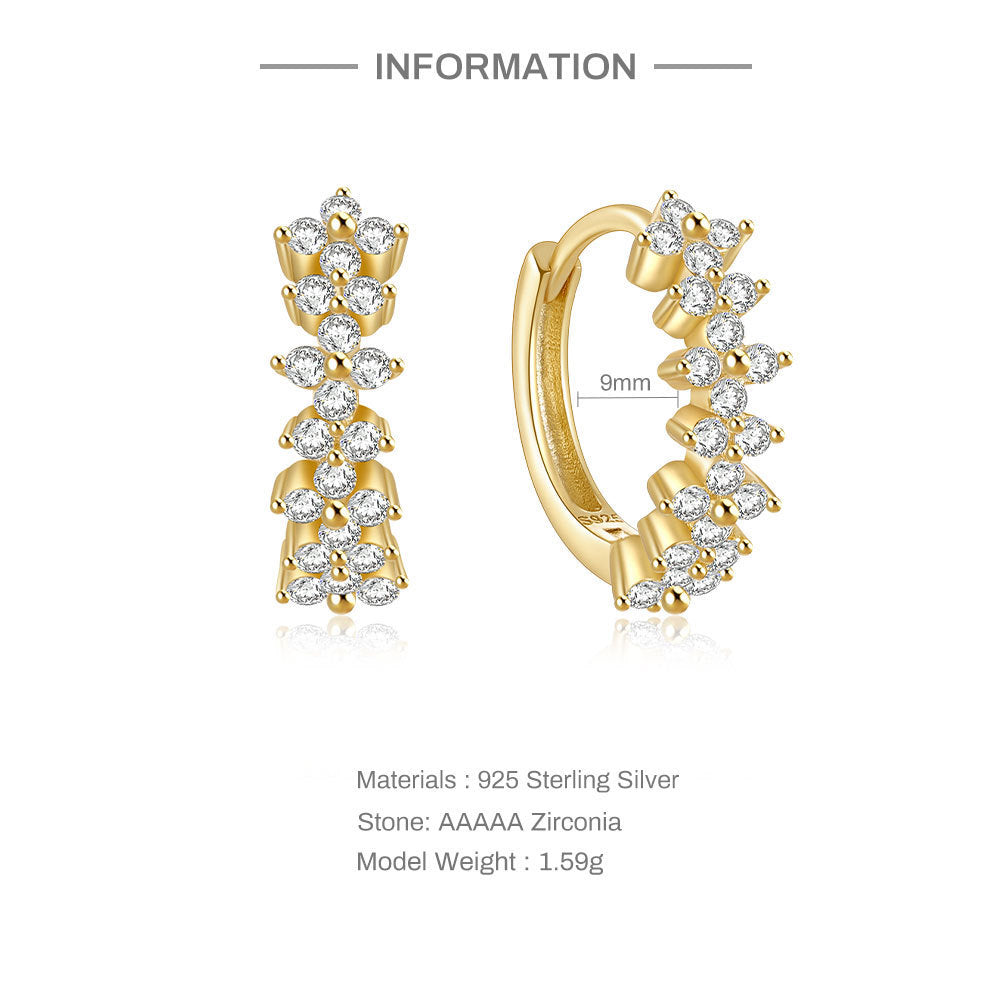 Silver Super Flash Single Row Petal Diamond Earrings For Women-Jewearrings