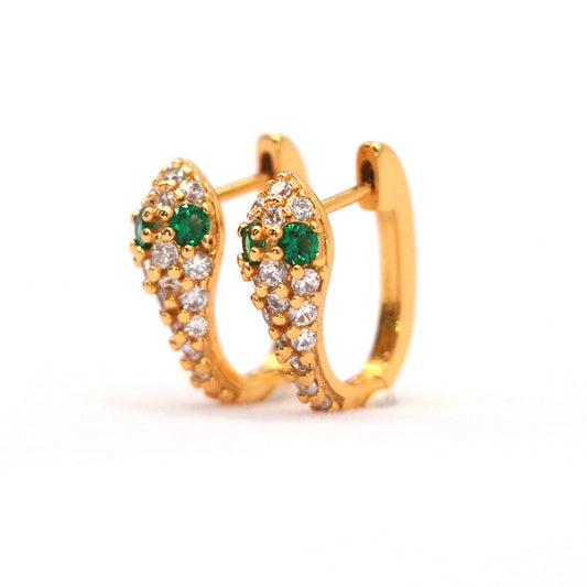 European And American Temperament Emerald Snake Head Fashion Earrings-Jewearrings