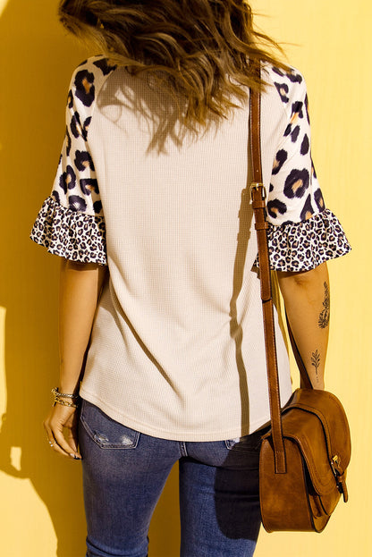 SMALL TOWN USA Graphic Leopard V-Neck Top-Jewearrings