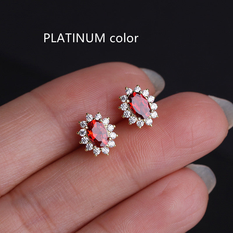 S925 Sterling Silver Plated 18K Gold Inlaid Zircon Stud Earrings-Jewearrings