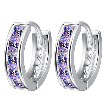 Personality Gold Inlaid With Purple Diamonds Women's Earrings-Jewearrings