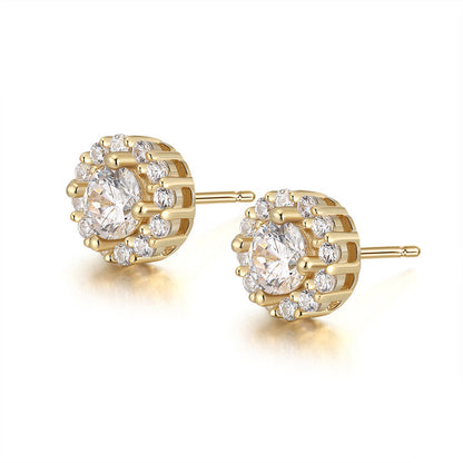 Sterling Silver Earrings With Diamonds Two-tone Zircon Earrings-Jewearrings