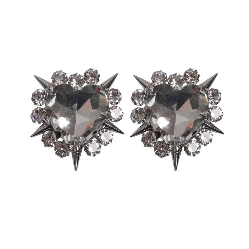 925 Silver Needle Heart Stud Earrings For Women-Jewearrings