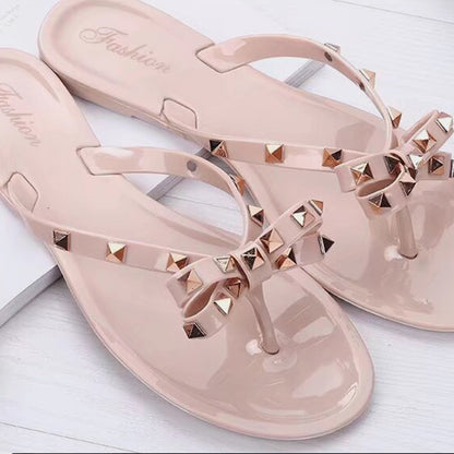 Bow Toe Post PVC Sandals-Jewearrings