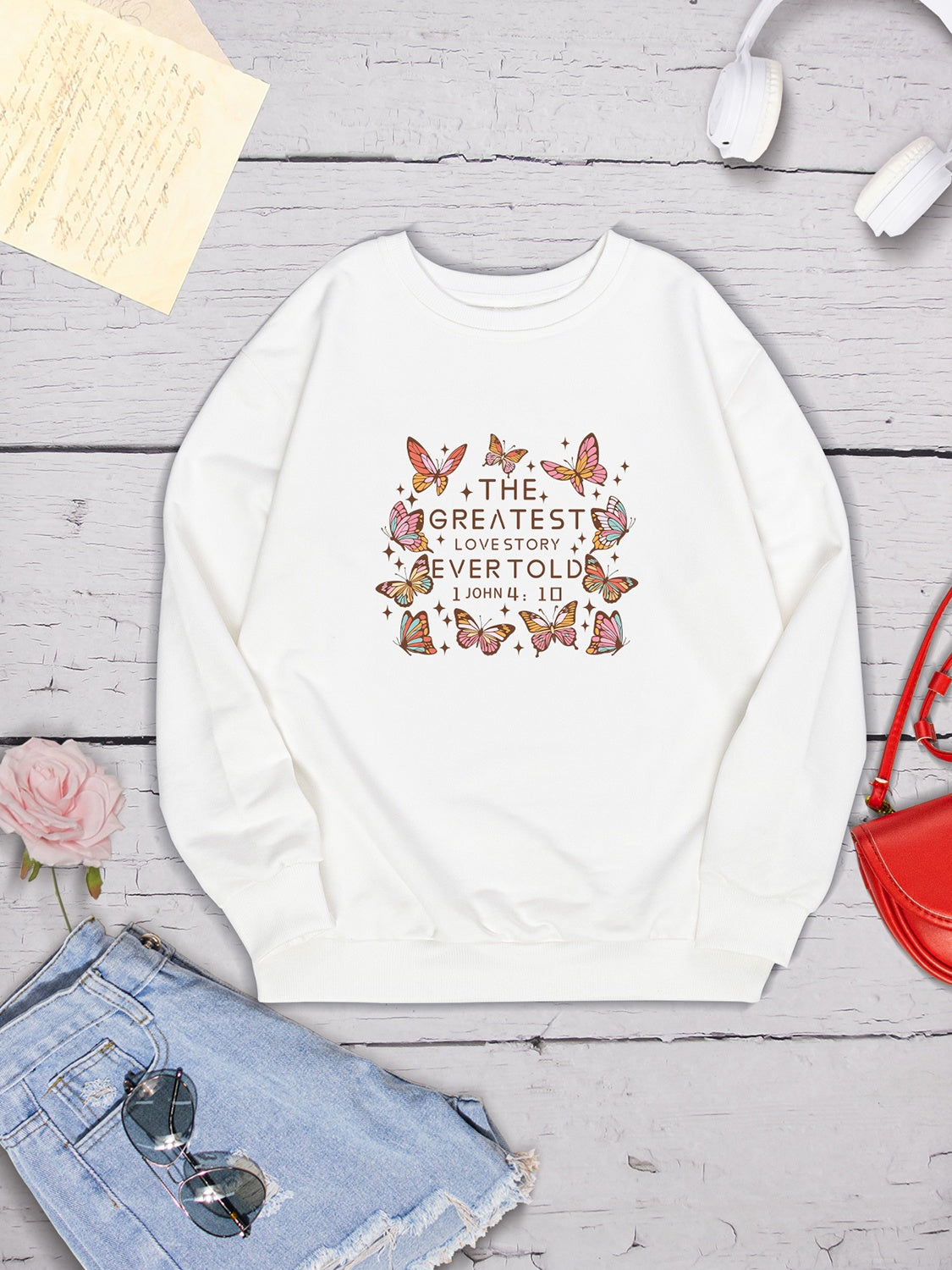 THE GREATEST LOVESTORY EVERTOLD Round Neck Sweatshirt-Jewearrings