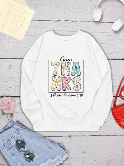 Letter Graphic Round Neck Dropped Shoulder Sweatshirt-Jewearrings