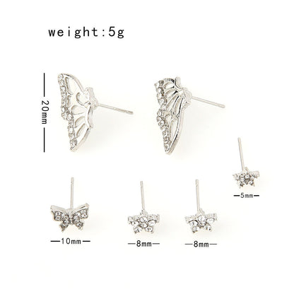 Silver Girl Heart Super Fairy Butterfly Star Sky Butterfly Earrings-Jewearrings