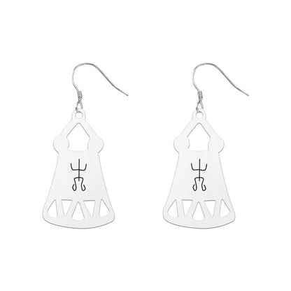 Occult Symbol Dangle Earrings Silver Plated Stainless Steel Geometric Earrings For Women Viking Jewelry-Jewearrings