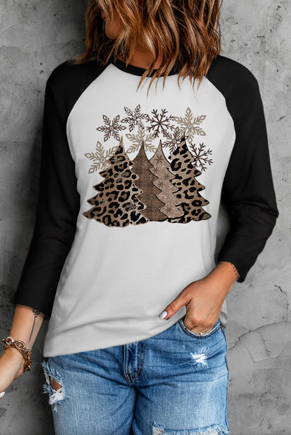 Christmas Tree Graphic Round Neck T-Shirt-Jewearrings