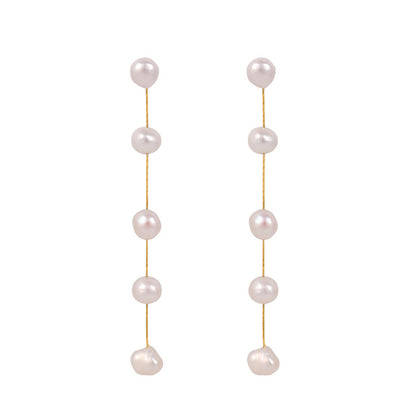 Women's Fashion Pearl Tassel Earrings-Jewearrings