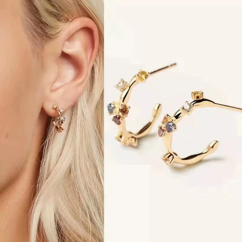 Women's Gold-plated S925 Stud Earrings-Jewearrings