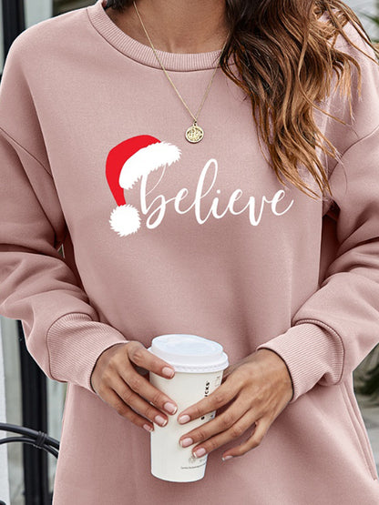 BELIEVE Graphic Tunic Sweatshirt-Jewearrings