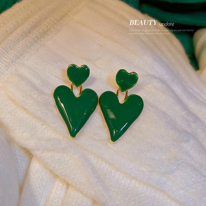 925 Silver Needle Oil Drop Love Heart Earrings-Jewearrings