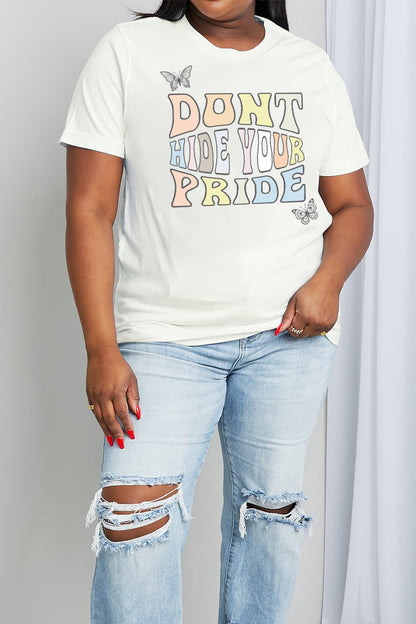 Simply Love Full Size DONT HIDE YOUR PRIDE Graphic Cotton Tee-Jewearrings