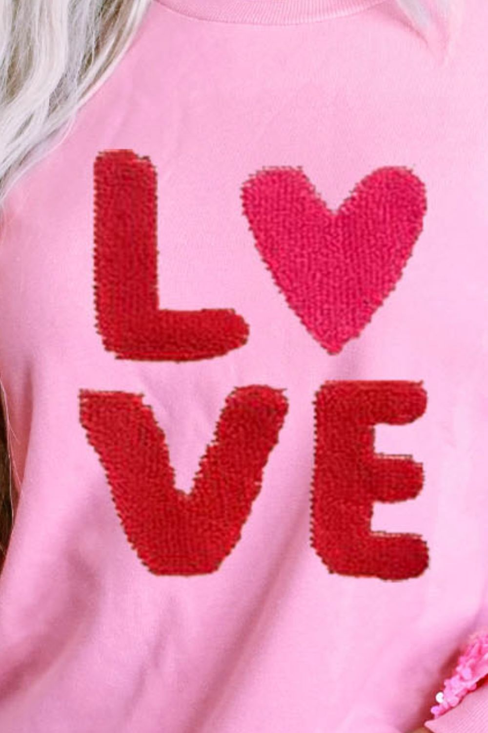 LOVE Sequin Dropped Shoulder Sweatshirt-Jewearrings