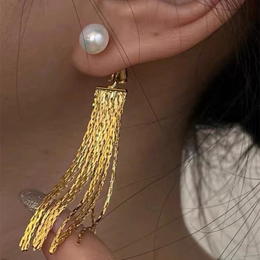 Tassel Earrings Natural Freshwater Pearl Versatile-Jewearrings