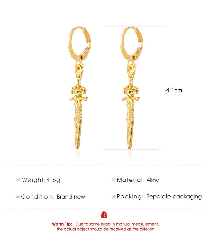 Hip-hop Trend Cross Sword Earrings Couple Creative Long Earrings Earrings-Jewearrings