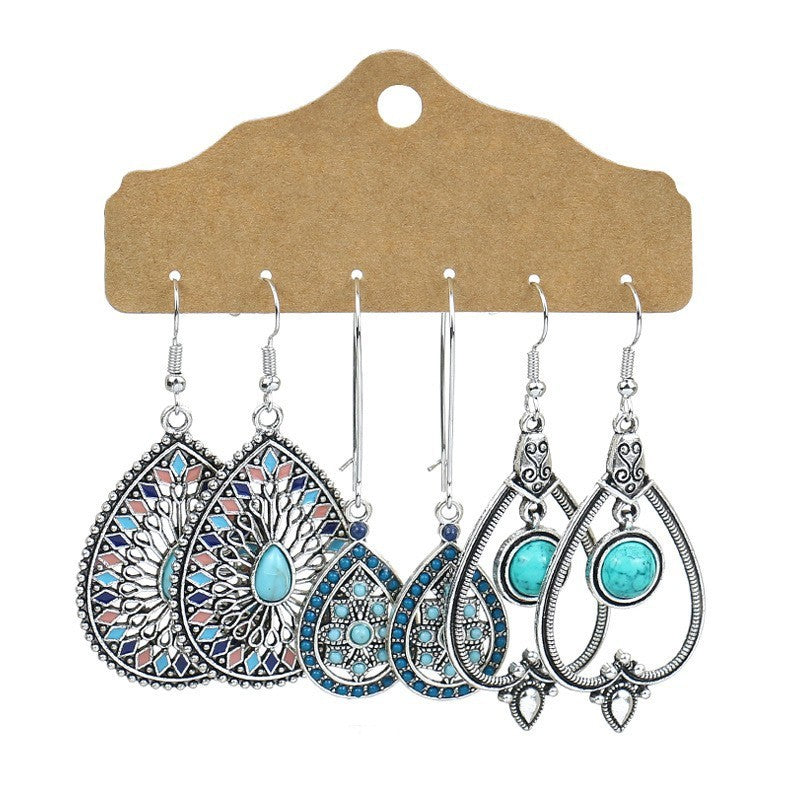 6-piece Set Tassel Bohemian Ethnic Style Hollow Stud Earrings-Jewearrings