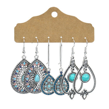 6-piece Set Tassel Bohemian Ethnic Style Hollow Stud Earrings-Jewearrings