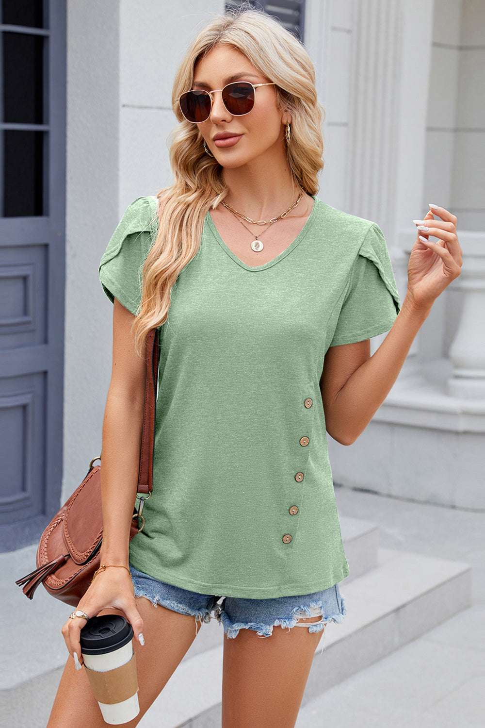 V-Neck Short Sleeve T-Shirt-Jewearrings