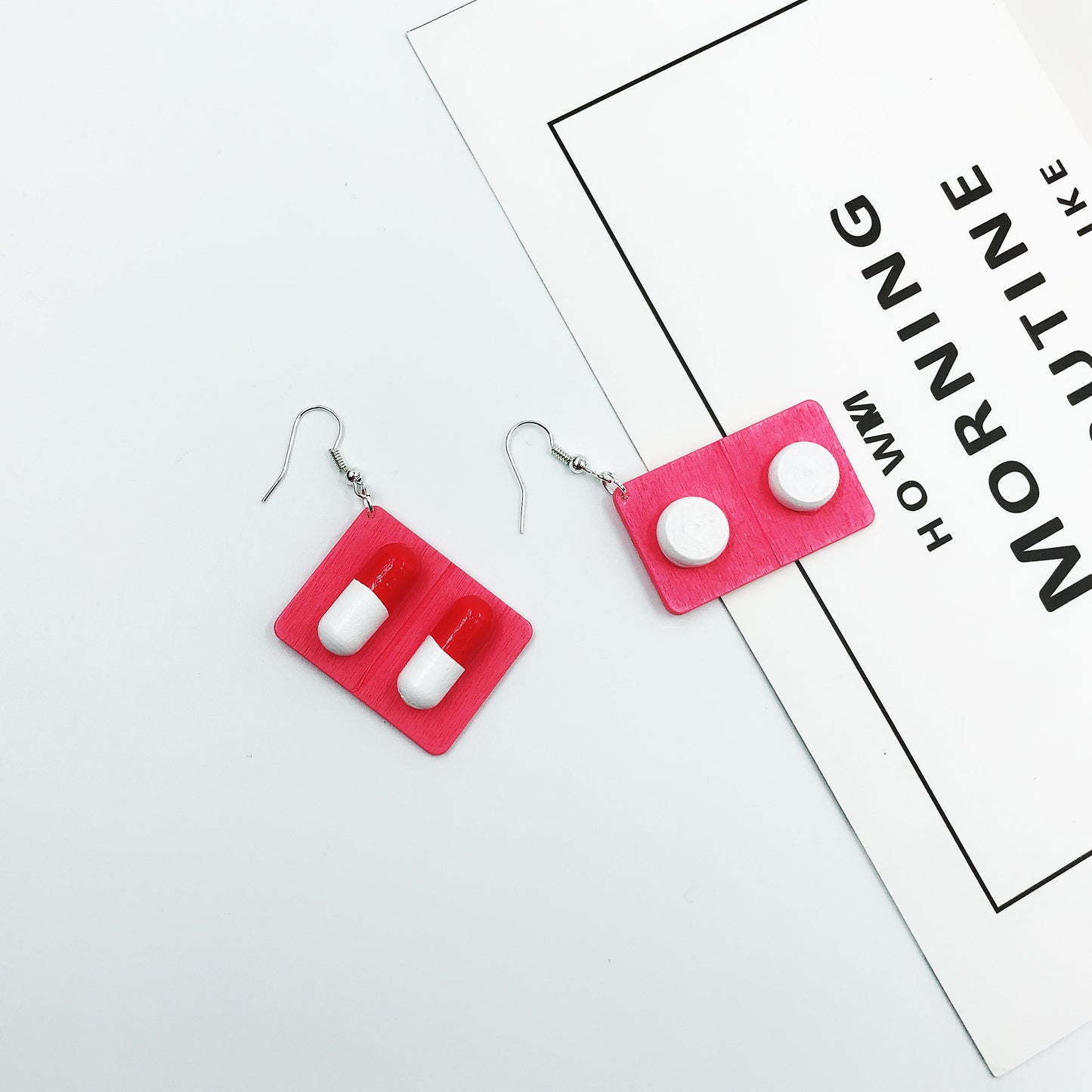 Quirky Ideas Log Earrings 925 Temperament Contrast Color Pill Capsule Harajuku Style Ear Clip-Jewearrings