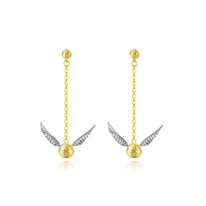 Golden Snitch Earrings 925 Silver Needle-Jewearrings