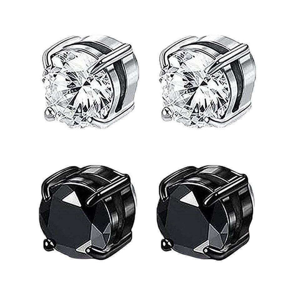 Unisex Zircon Stud Earrings Amazon Hot Zircon Magnet Ear Clips-Jewearrings