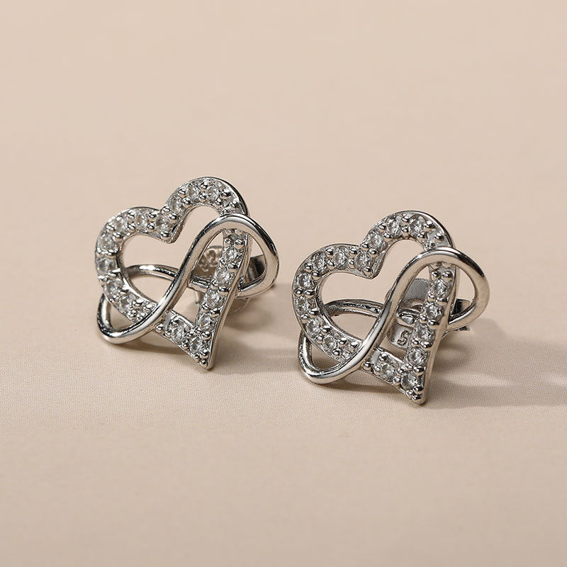 Fashion Temperament 925 Sterling Silver Heart-shaped Mosonite Earrings-Jewearrings