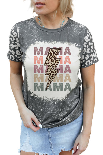 MAMA Leopard Lightning Graphic T-Shirt-Jewearrings