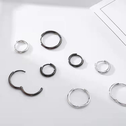 S925 Sterling Silver Solid Circle Earrings For Men And Women-Jewearrings