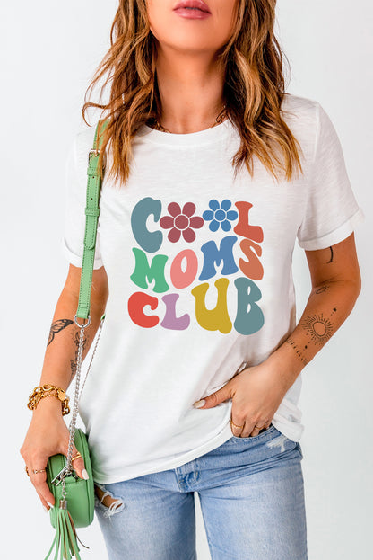 COOL MOMS CLUB Round Neck Short Sleeve T-Shirt-Jewearrings