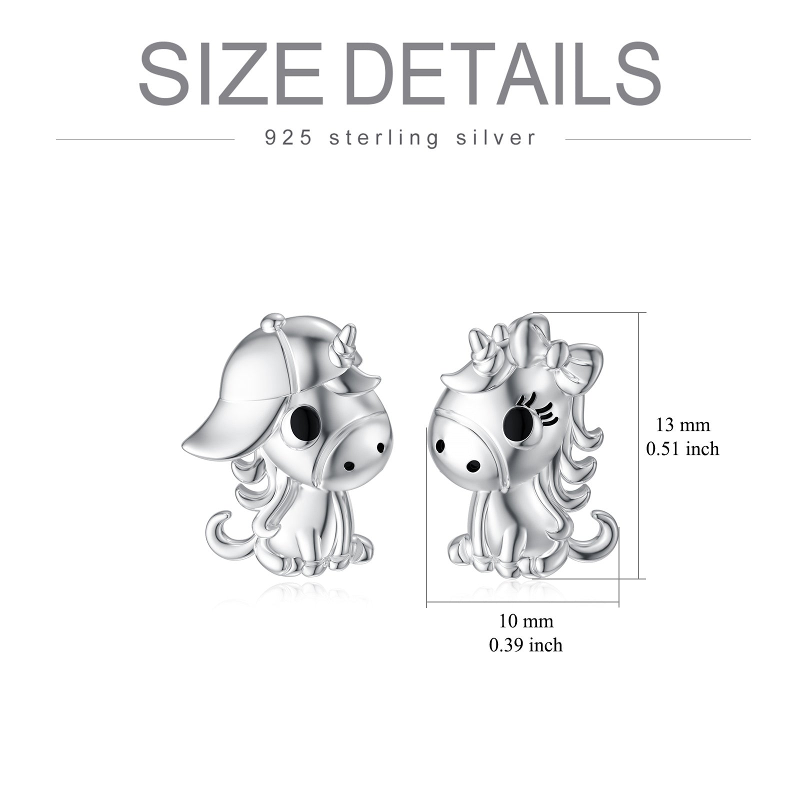 Unicorn Earrings in Sterling Silver Cute Gift for Girls-Jewearrings