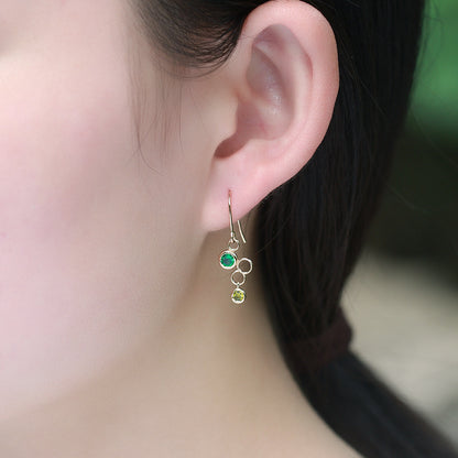 Women's Sterling Silver Green Bubble Earrings-Jewearrings