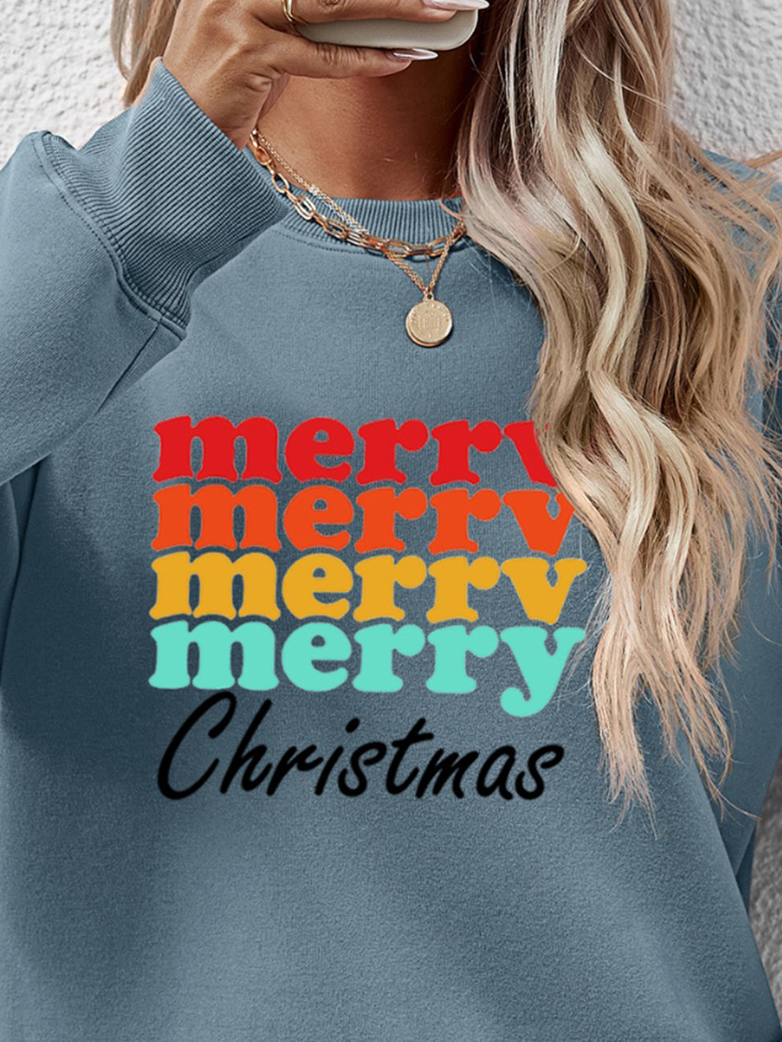 MERRY CHRISTMAS Graphic Long Sleeve Sweatshirt-Jewearrings